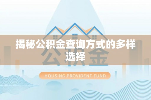 武陟揭秘公积金查询方式的多样选择